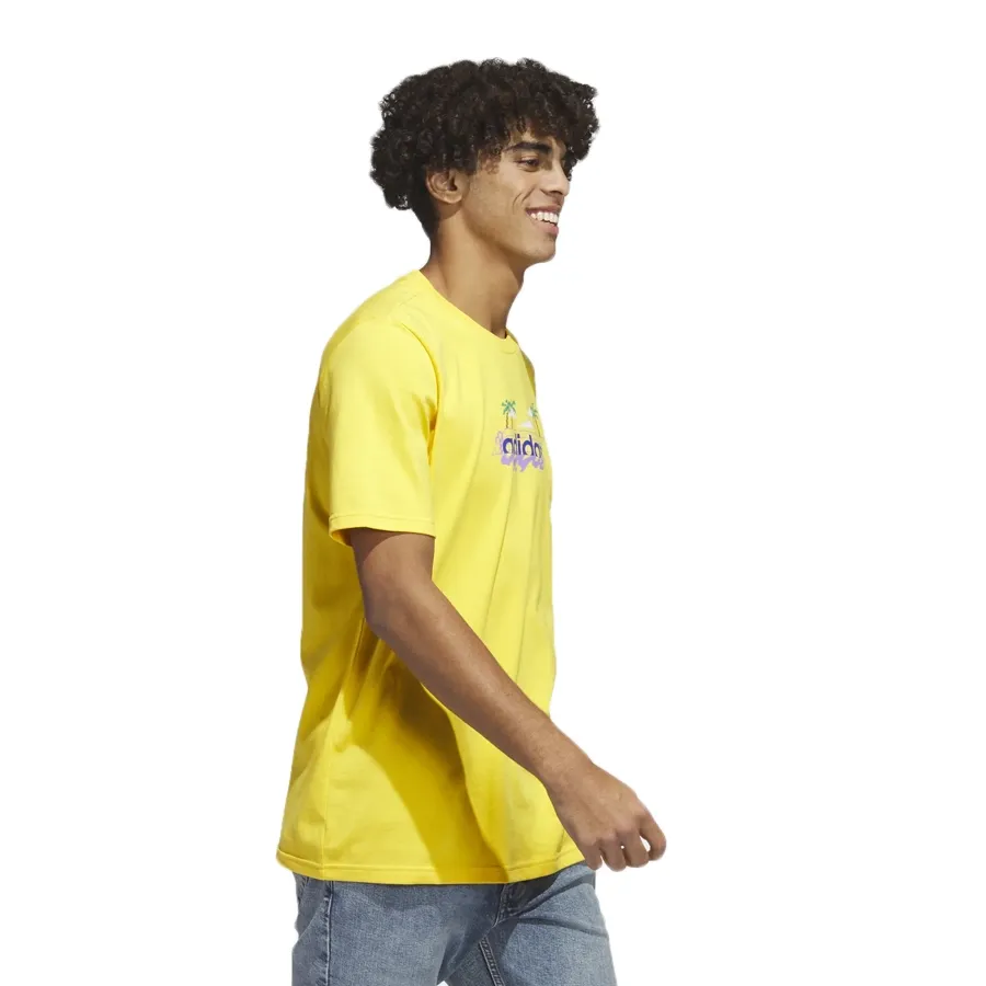 Imagen 2 de 5 de Remera adidas Estampada Linear Beach-bit-AMARILLO