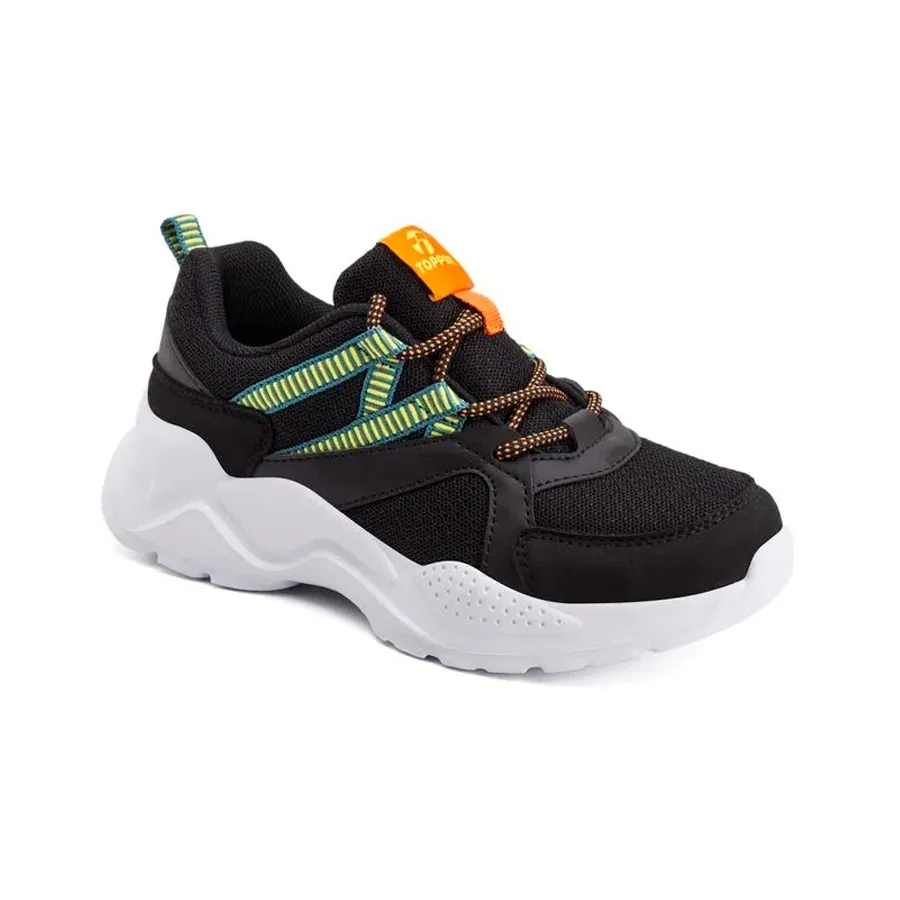 Imagen 1 de 5 de Zapatillas Topper Chalpa kids-NEGRO/VERDE/NARANJA