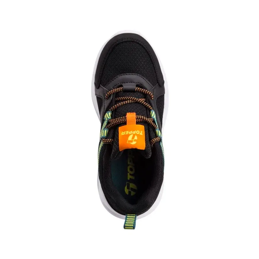 Imagen 3 de 5 de Zapatillas Topper Chalpa kids-NEGRO/VERDE/NARANJA