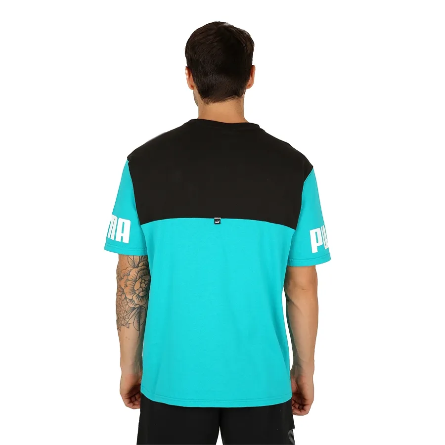 Imagen 1 de 4 de Remera Puma Power Colorblock-VERDE AGUA/NEGRO