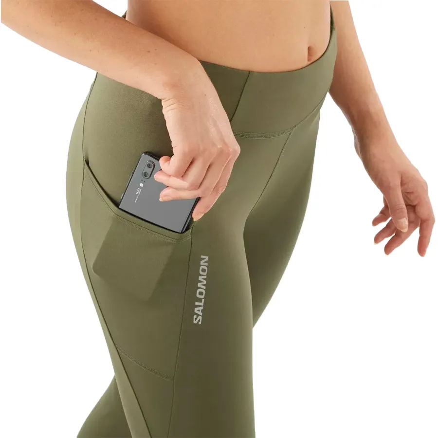 Imagen 3 de 5 de Calza Salomon Cross Run 25" Tight-VERDE OLIVA