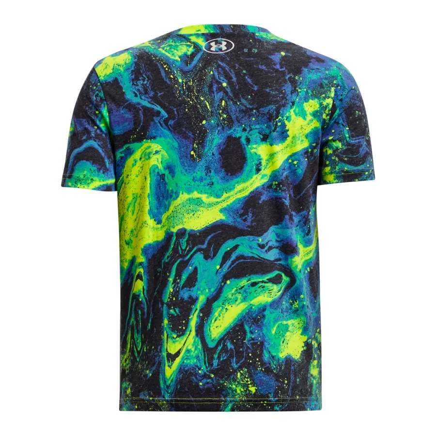 Imagen 0 de 2 de Remera Under Armour Project Rock Marble-NEGRO/AZUL/VERDE FLUOR