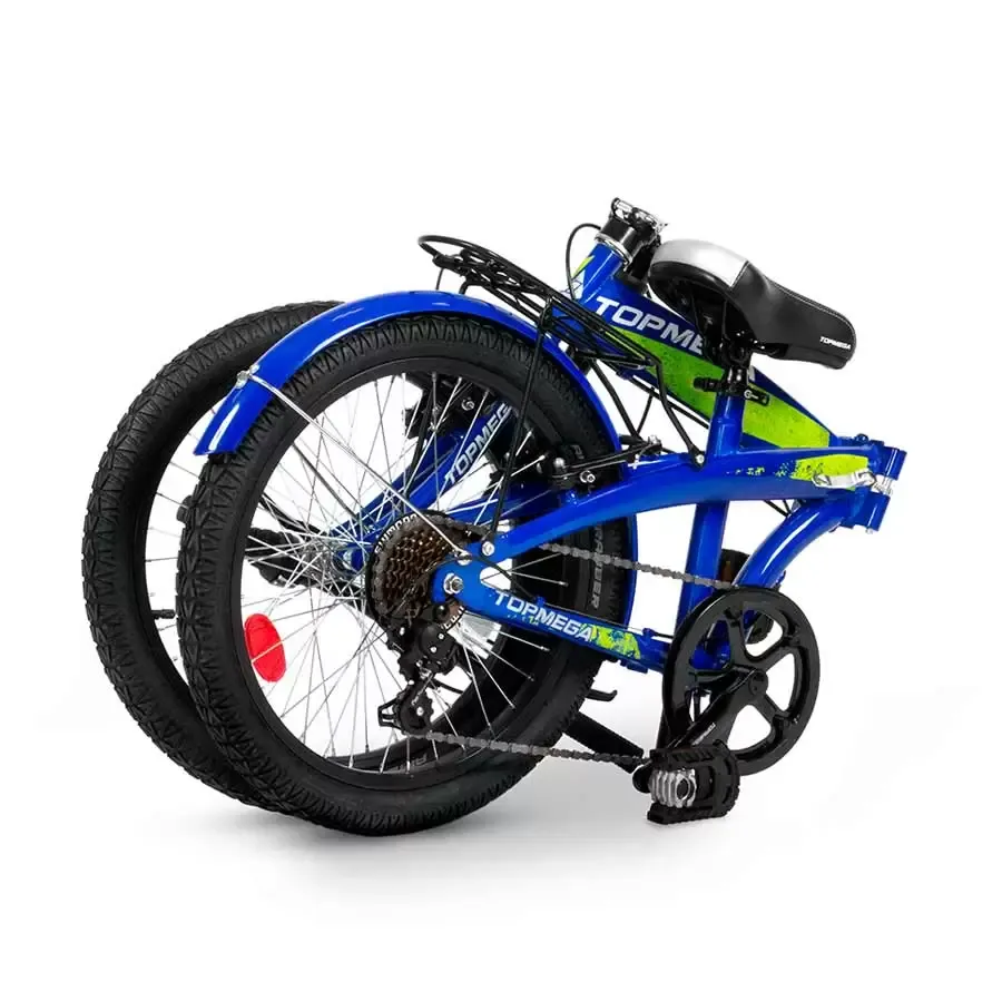 Imagen 5 de 6 de Bicicleta Folding TopMega R20 Acero-AZUL/VERDE