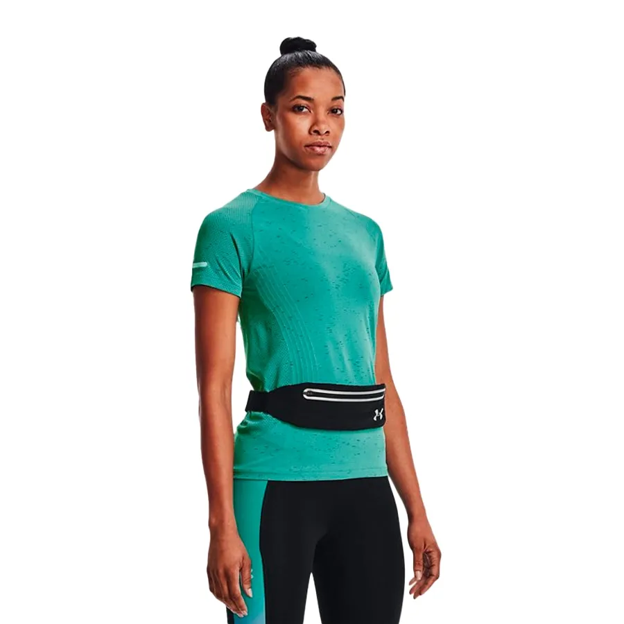 Imagen 5 de 7 de Riñonera Under Armour Speedpocket Run-NEGRO/VERDE FLUOR
