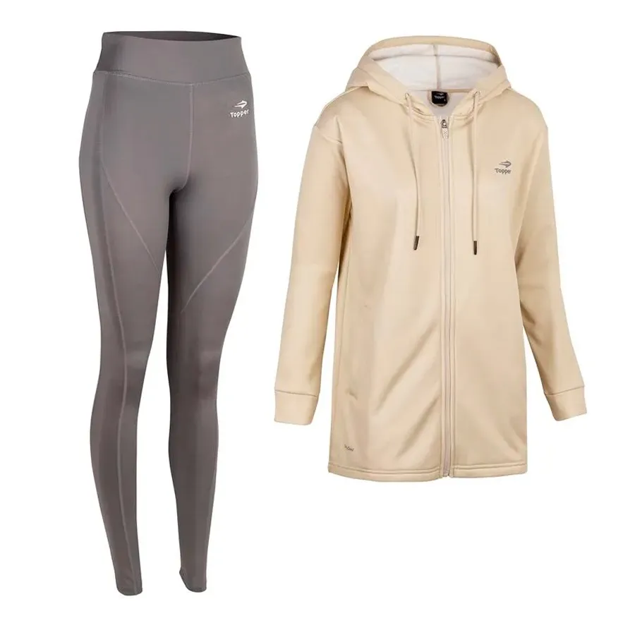 Imagen 0 de 8 de Conjunto Topper Con Calza-BEIGE/GRIS