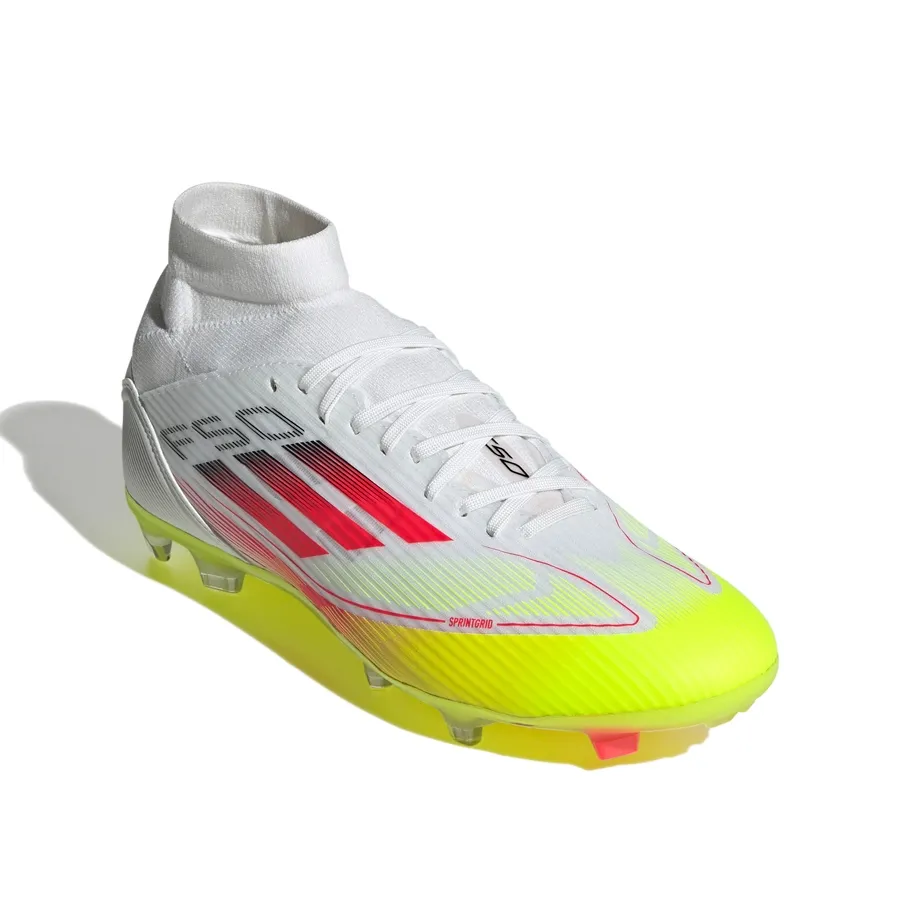 Imagen 1 de 7 de Botines adidas F50 League Fg/Mg Mi-BLANCO/AMARILLO FLUOR/CORAL FLUOR