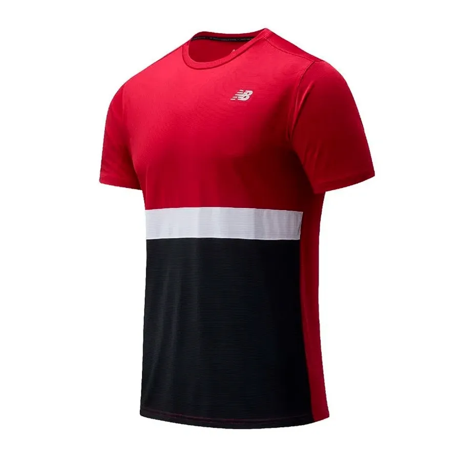 Imagen 0 de 2 de Remera New Balance Striped Accelerate-ROJO/NEGRO/BLANCO