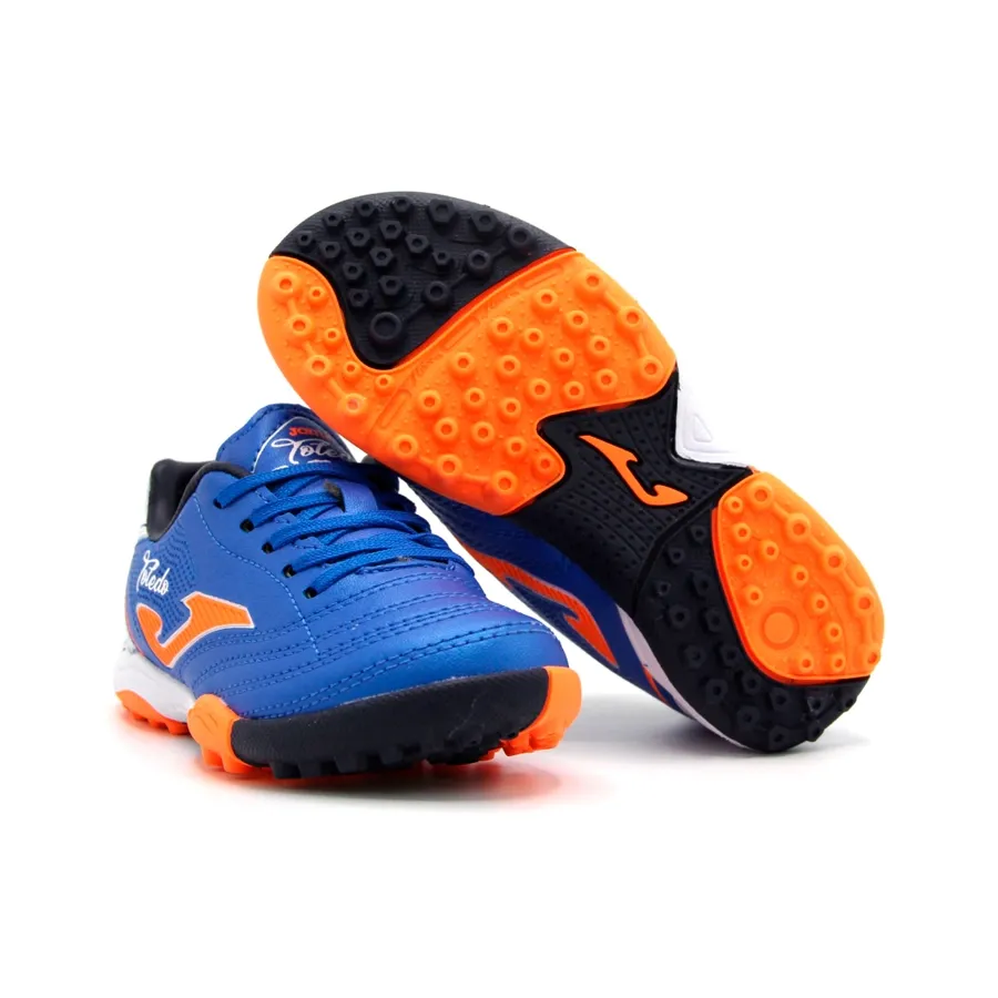 Imagen 3 de 4 de Botines Joma Toledo Turf Jr 4-AZUL/NARANJA