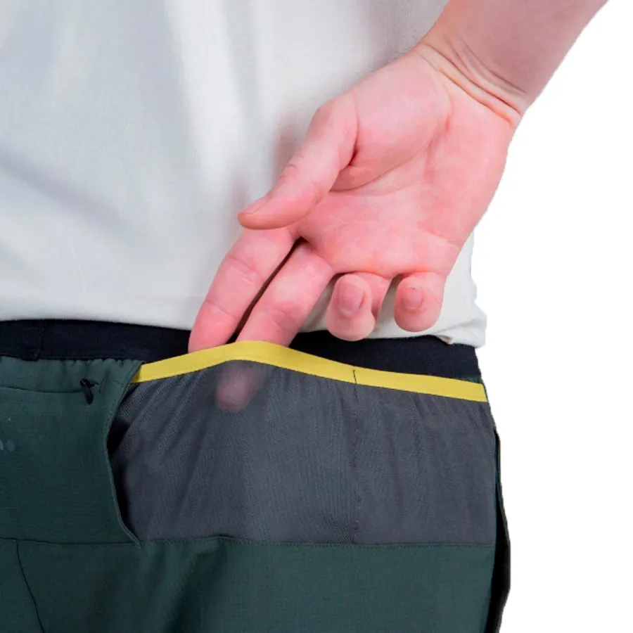 Imagen 4 de 6 de Shorts Saucony Pantalón  Explorer Utility 5-VERDE OLIVA/AMARILLO