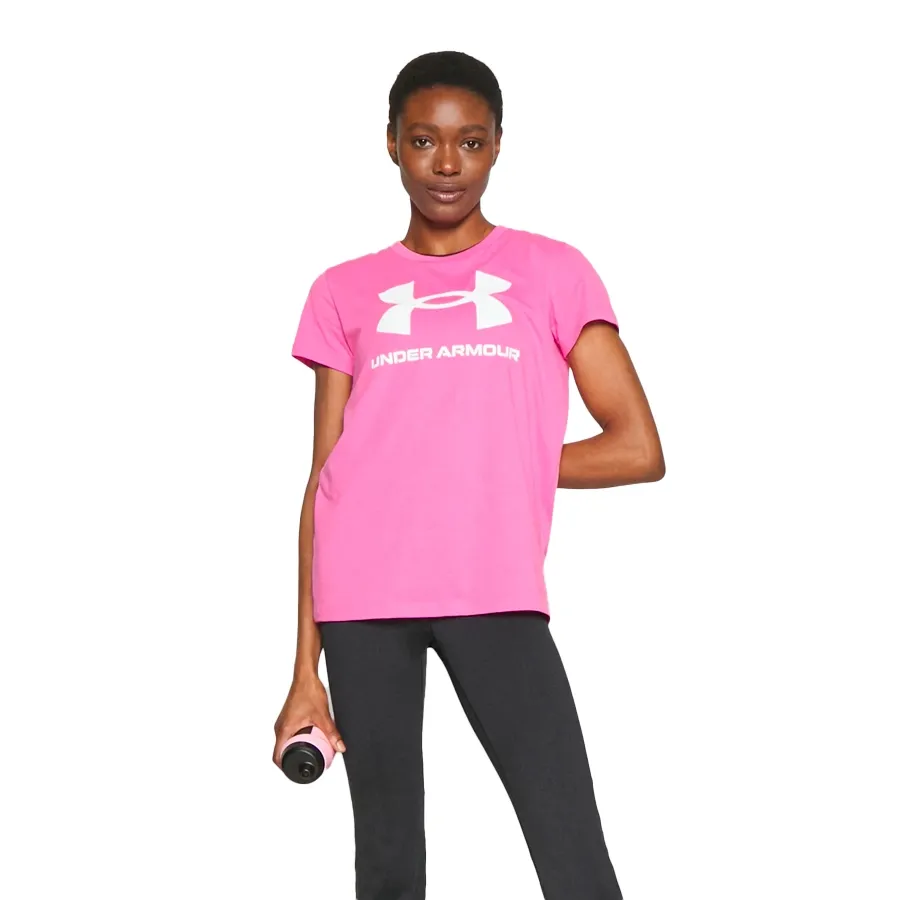 Imagen 2 de 4 de Remera Under Armour Live Sportsyle Graphic Ssc-ROSA/BLANCO