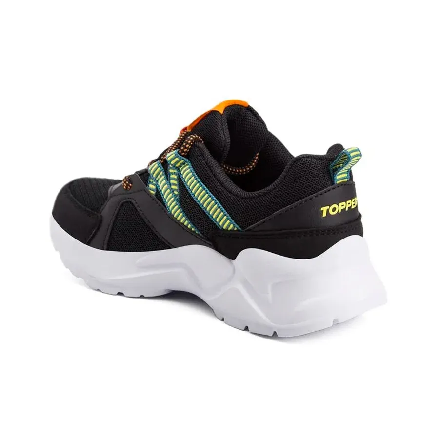 Imagen 2 de 5 de Zapatillas Topper Chalpa kids-NEGRO/VERDE/NARANJA