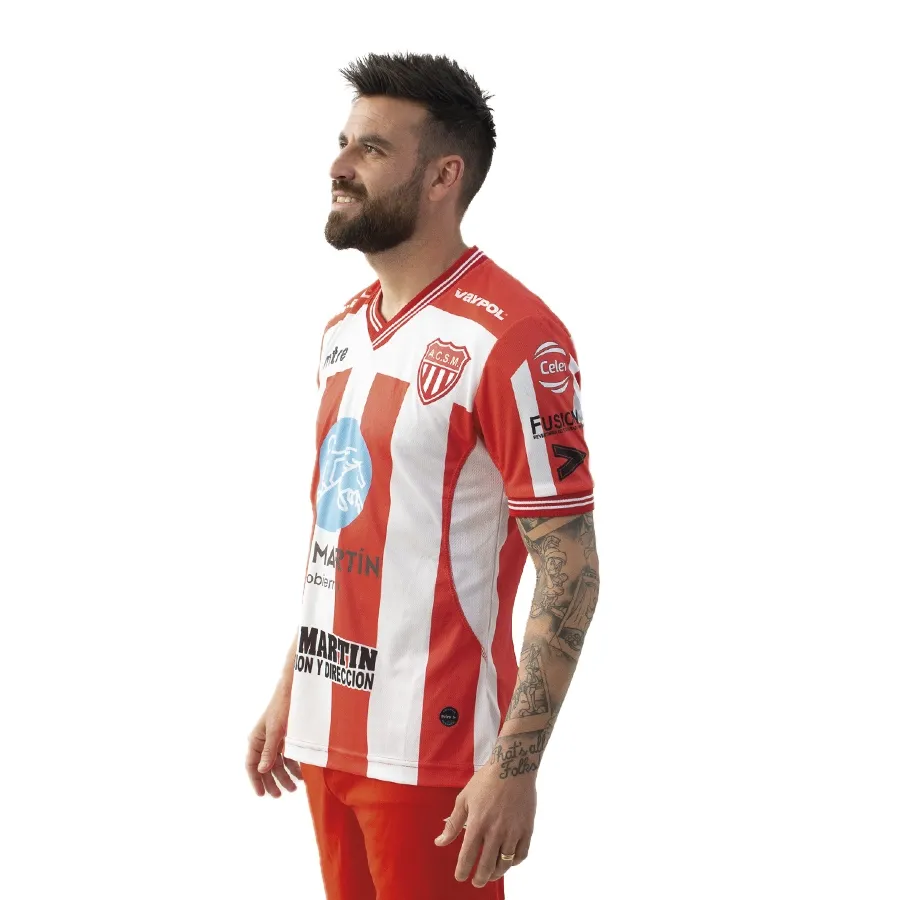 Imagen 1 de 5 de Camiseta Mitre Oficial San Martin Mza-ROJO/BLANCO