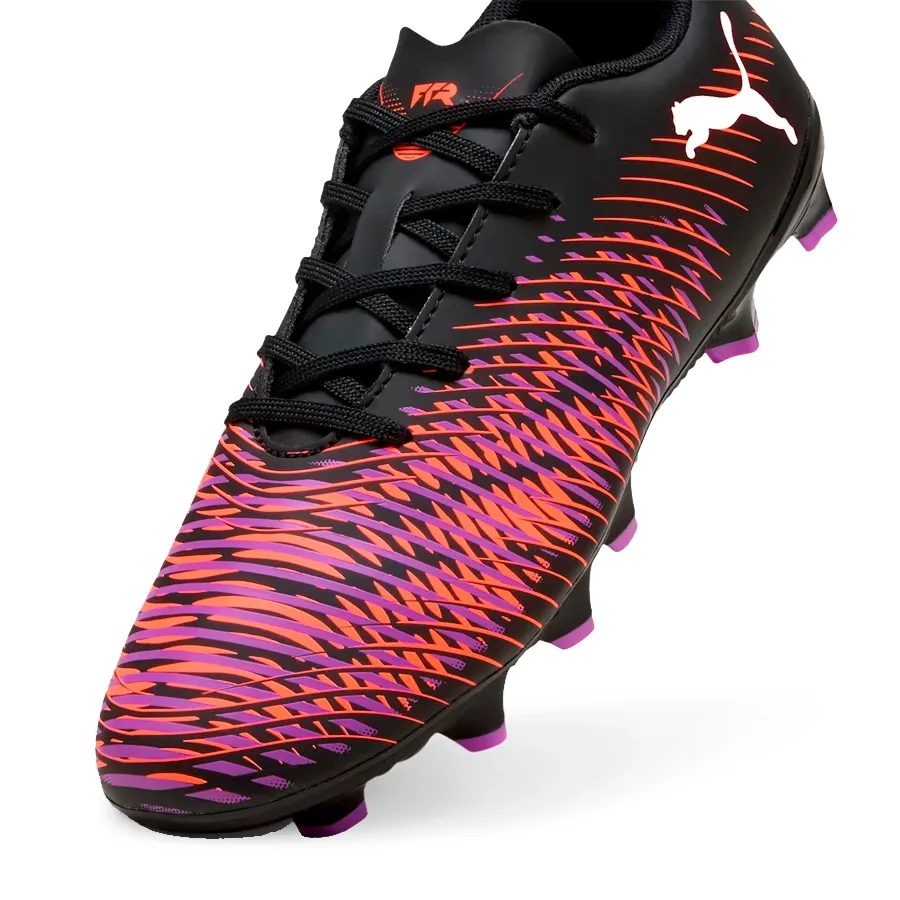 Imagen 1 de 6 de Botines Puma future 8 play Jr-NEGRO/NARANJA FLUOR/LILA