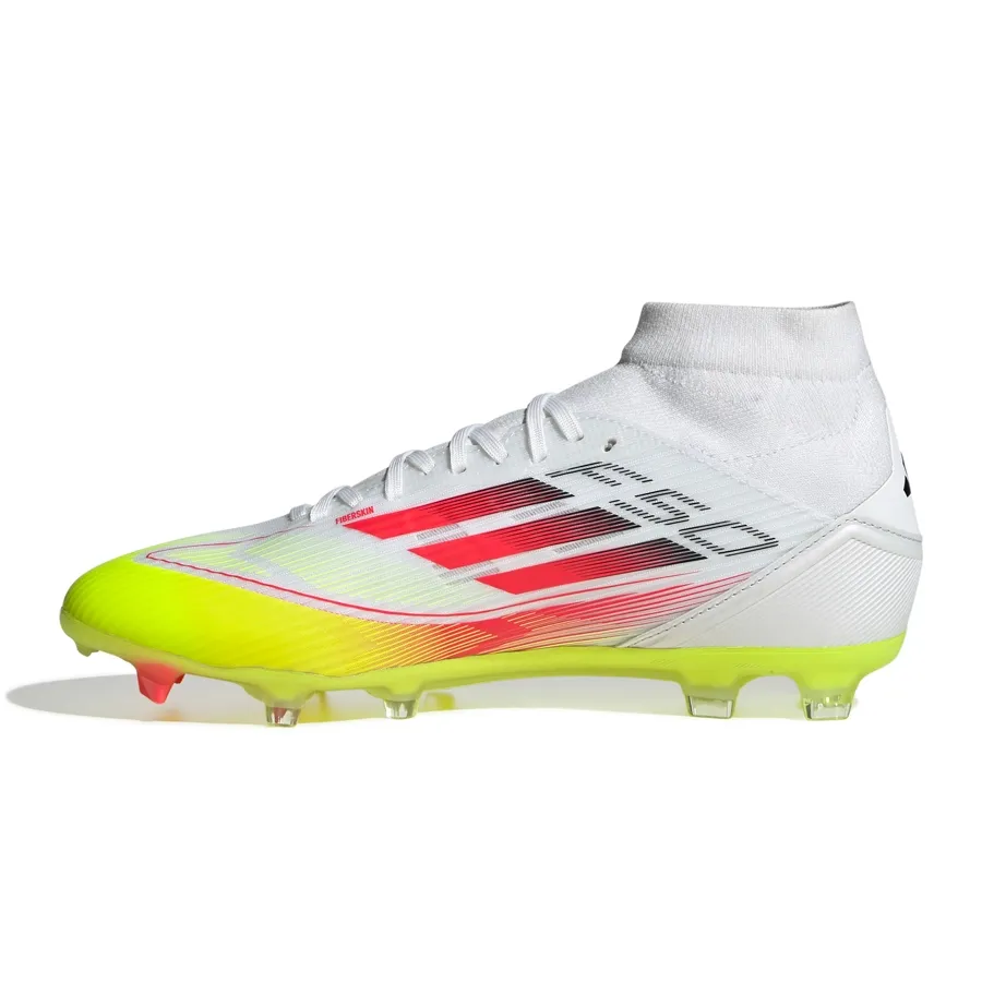 Imagen 2 de 7 de Botines adidas F50 League Fg/Mg Mi-BLANCO/AMARILLO FLUOR/CORAL FLUOR