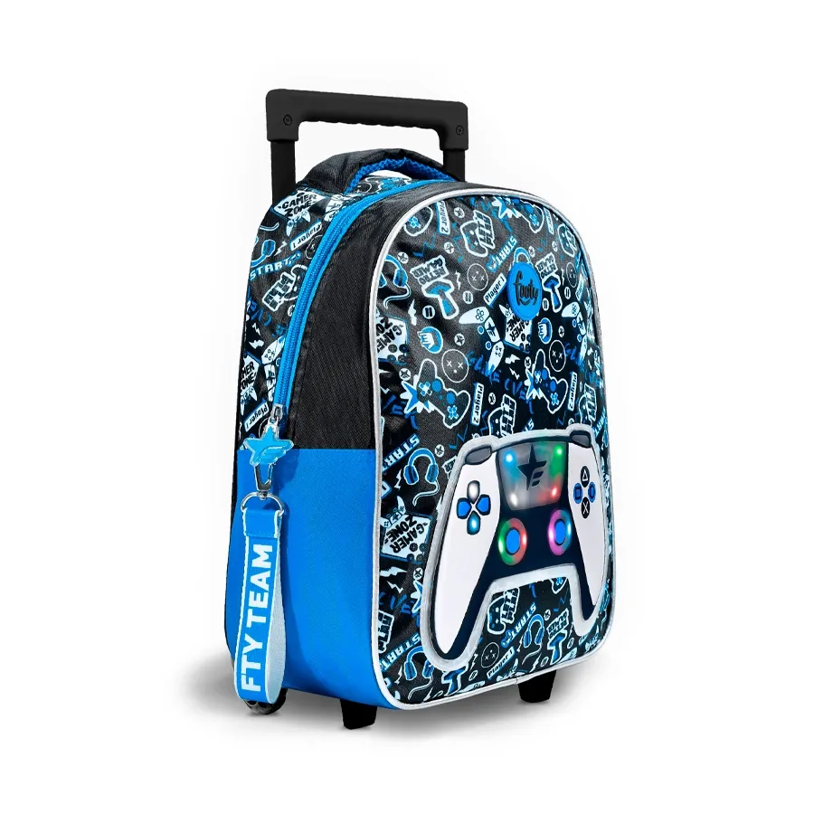 Imagen 1 de 2 de Mochila Footy C/Carro 14"  Joystick-MARINO/GRIS/AZUL