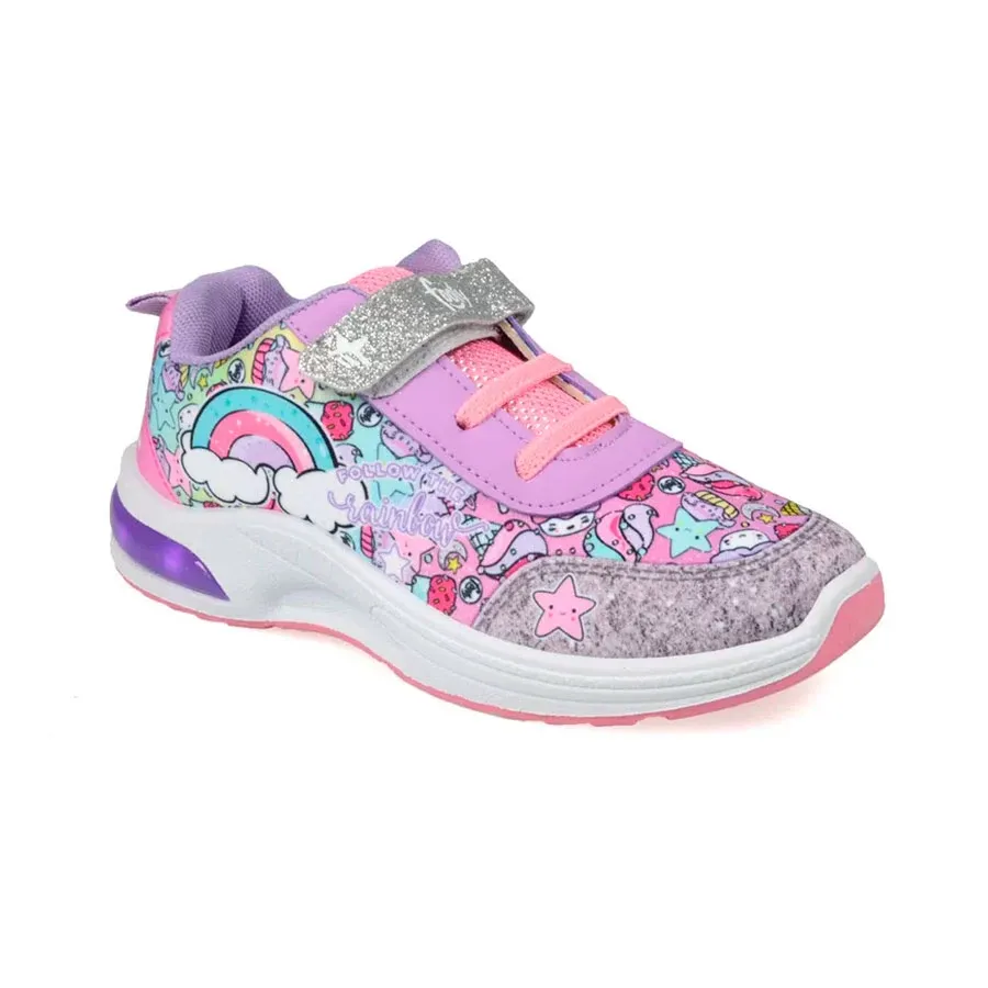 Imagen 1 de 4 de Zapatillas Footy Pop Arcoiris C/luz-LILA/ROSA/PLATA