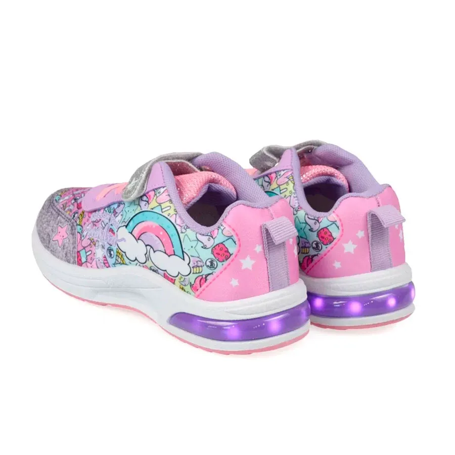 Imagen 2 de 4 de Zapatillas Footy Pop Arcoiris C/luz-LILA/ROSA/PLATA