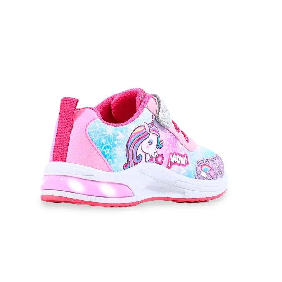 Imagen 2 de 4 de Zapatillas Footy C/Luz Unicornio-FUCSIA/PLATA/BLANCO