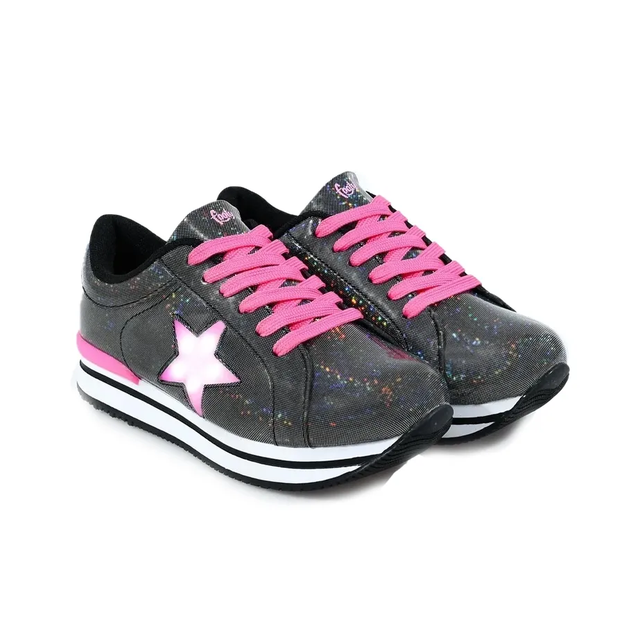 Imagen 1 de 3 de Zapatillas Footy Up con Luz-PLATA/ROSA