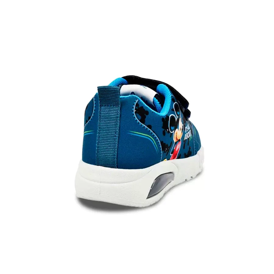 Imagen 3 de 5 de Zapatillas Footy Sublimado C/Luz Mickey-AZUL/NEGRO
