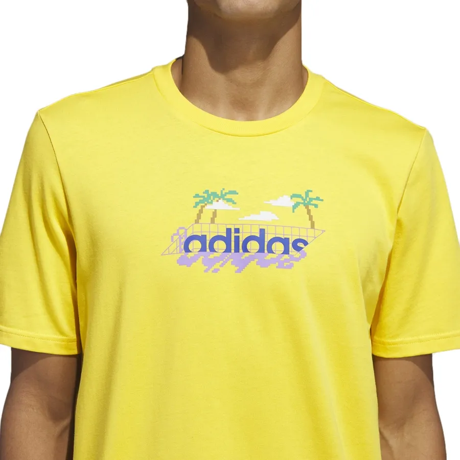 Imagen 3 de 5 de Remera adidas Estampada Linear Beach-bit-AMARILLO