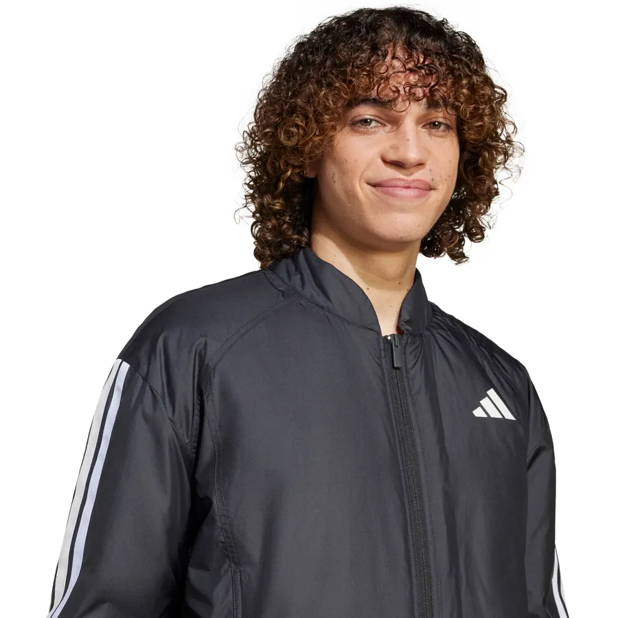 Imagen 3 de 5 de Campera adidas Bómber Térmica Essentials 3 Tiras-NEGRO/BLANCO
