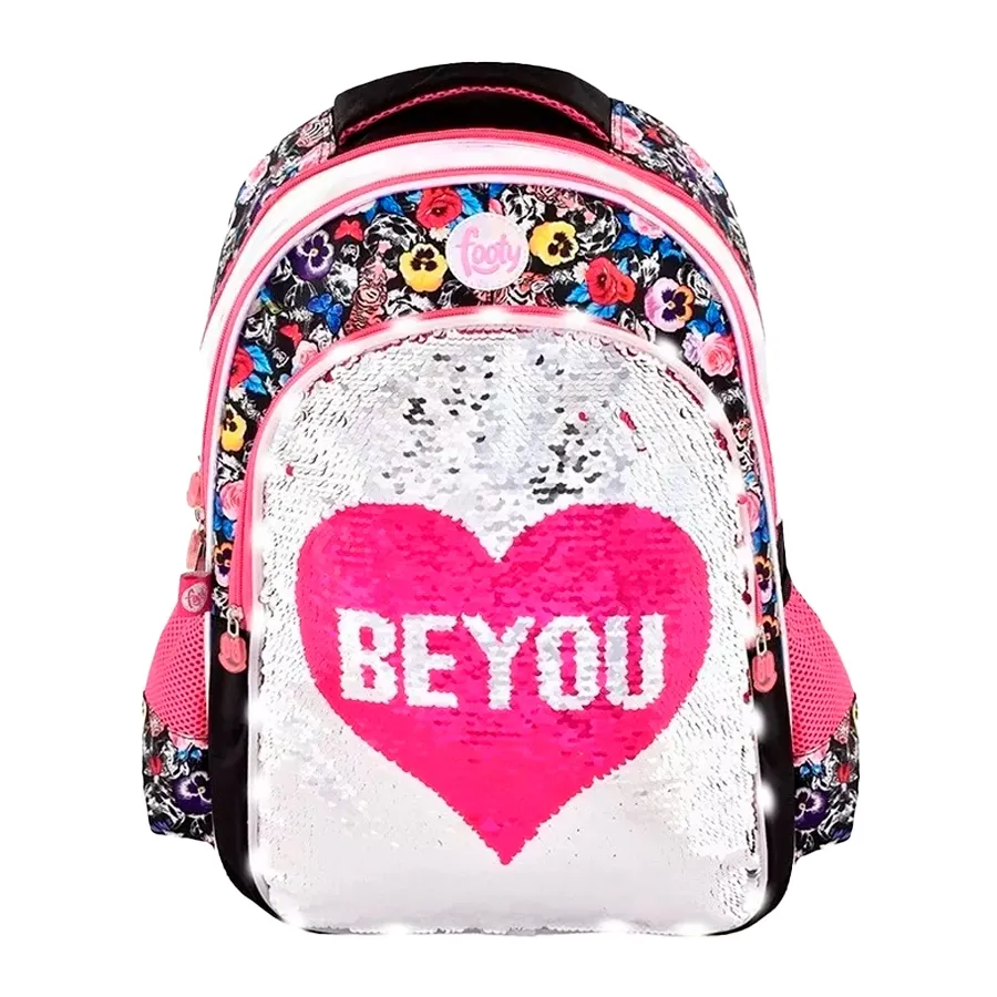 Imagen 0 de 1 de Mochila Footy Espalda Corazon-NEGRO/FUCSIA