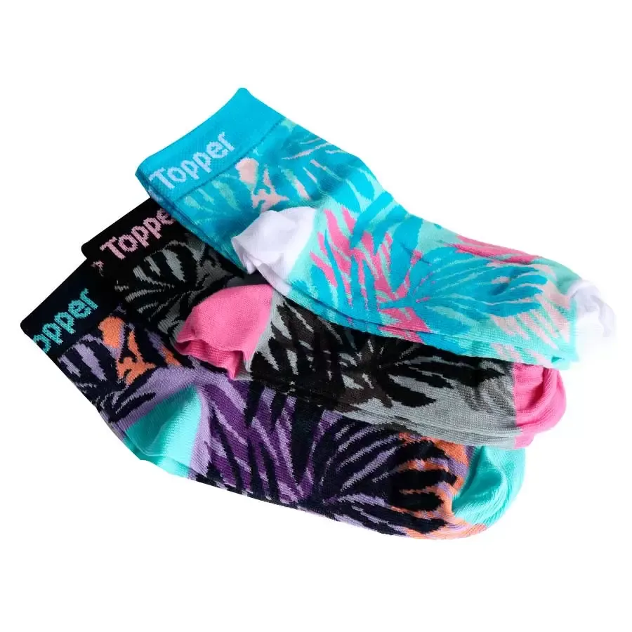 Imagen 1 de 2 de Medias Topper Pack X3 Kids-VIOLETA/VERDE/NEGRO