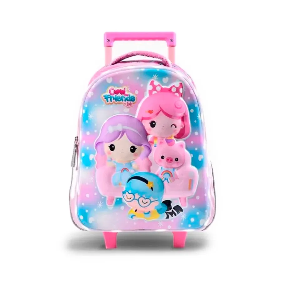 Imagen 0 de 2 de Mochila Footy C/Carro 14" Friends 3D-ROSA