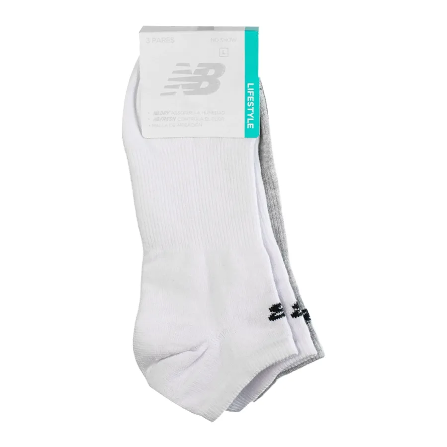 Imagen 2 de 3 de Medias New Balance Lifestyle No Show Pack 3-NEGRO/GRIS/BLANCO
