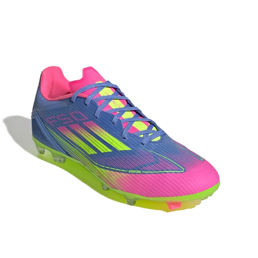 Imagen 1 de 7 de Botines adidas F50 League Fg/Mg-AZUL/AMARILLO FLUOR/ROSA FLUOR