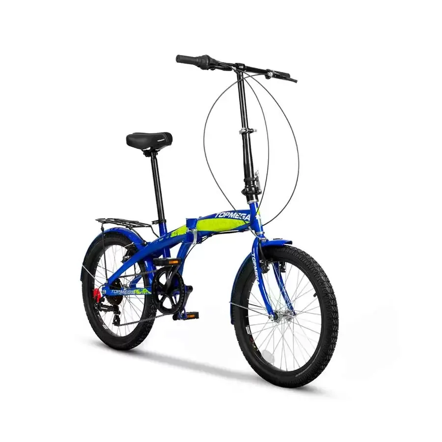 Imagen 3 de 6 de Bicicleta Folding TopMega R20 Acero-AZUL/VERDE