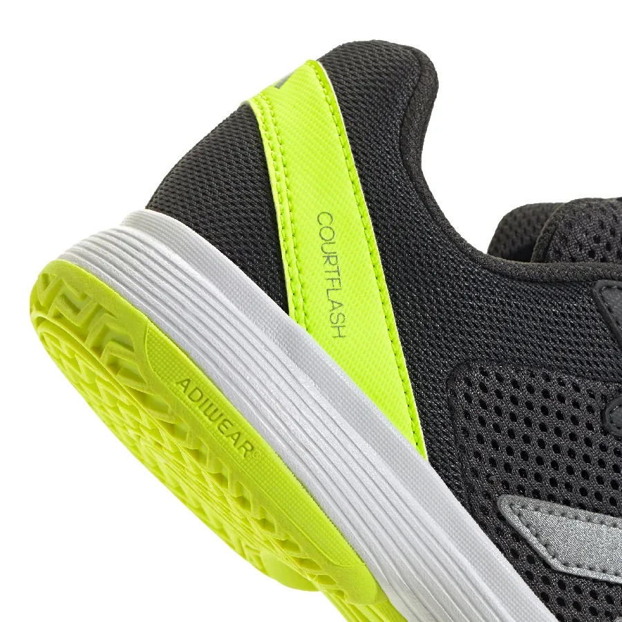 Imagen 6 de 7 de Zapatillas adidas Courtflash K-NEGRO/AMARILLO FLUOR/PLATA